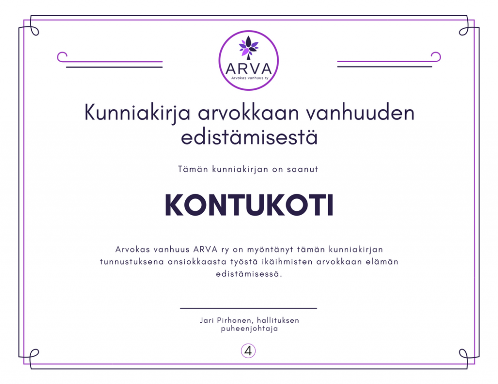 Kunniakirja, Kontukoti